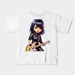 Chibi Rock Guitar Girl Kids T-Shirt